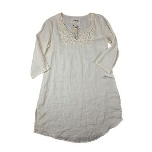 Malvin Tunic "I Love Linen" Ivory LARGE NWT‎ Minimalist Classic Causel Dress